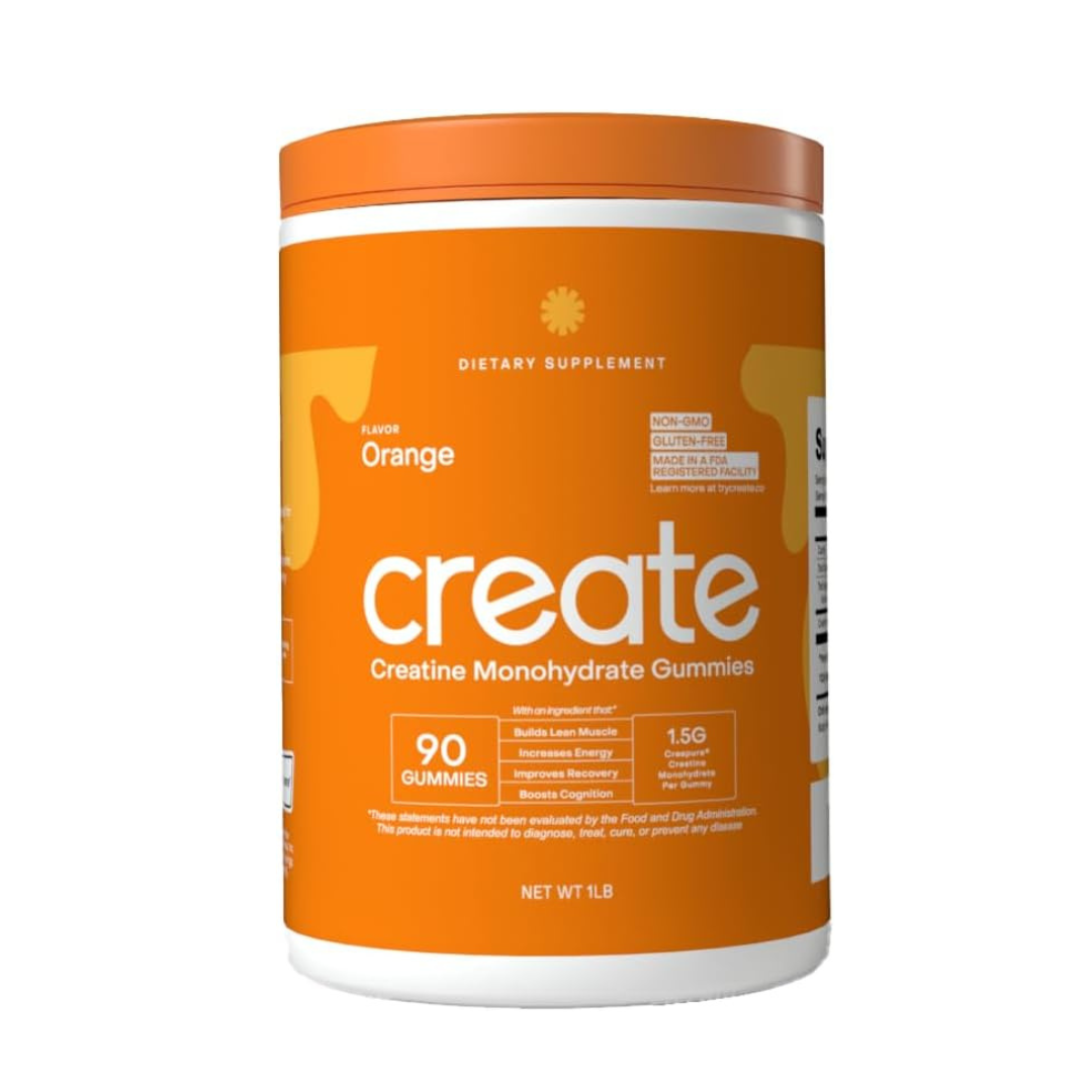 Creatine Monohydrate Gummies for Men & Women – Non-GMO – 1.5g of Creatine per Gummy – Orange Flavor – 90 Count