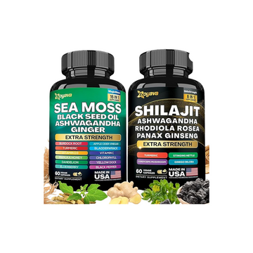 Shilajit Sea Moss Ashwagandha Combo Bundle - 120 Capsules, Seamoss for Men & Women