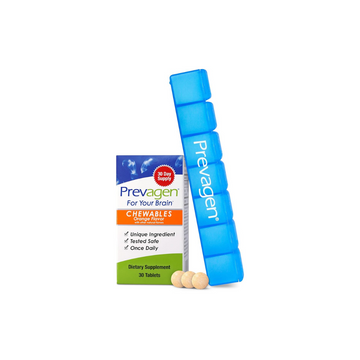 Prevagen Regular Strength 10mg, 30 Chewables |Orange| with Apoaequorin & Vitamin D & Prevagen 7-Day Pill Minder