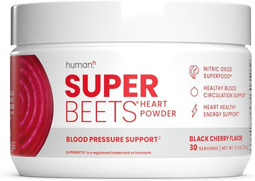 HumanN SuperBeets Beet Root Powder -Nitric Oxide Supplement for Heart Health, Circulation & Blood Pressure Support - Black Cherry, 30 Servings
