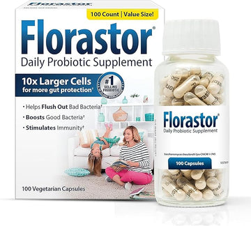 Immune Health, 100 Capsules:  Florastor Probiotics for Digestive & Immune Health, 100 Capsules